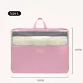 Large pink foldable quilt storage bag with mesh window and handles, Size L 50x40cm - L / 50cmx40cm / Pink