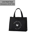 Borsa termica nera per pranzo con stampa a cuore e slogan, misura 26x20x15 cm utile - Stile Cuore Diamante (Orizzontale) / 26x20x15CM / Nero