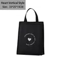 Borsa termica nera per il pranzo con motivo a cuore bianco e manici, 33x25x15cm - Stile Cuore Verticale / 25x33x15CM / Nero