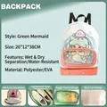 Wasserdichter Kinder-Schwimmrucksack grünes Meerjungfrau-Design mit Nass-Trocken-Trennung - Grüne Meerjungfrau