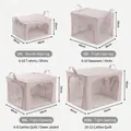 Large fabric storage bag with clear window and 4 size options for clothes and quilts - Small Size 24L / Lotus root pink