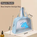 Borsa cosmetica impermeabile azzurra con una simpatica stampa di delfino e manici - Taglia S / Blu