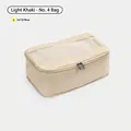 Light khaki travel packing cube with mesh top and dual zippers for luggage organization - Bag No. 4 / 34x12x19cm / Light Coffee