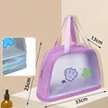 Borsa da toilette viola impermeabile con motivo a conchiglia e cerniera espandibile - Grande (Fondo Espandibile) / Viola