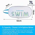 7L wasserdichte Schwimmtasche mit großem Fassungsvermögen für Sport- und Toilettenartikel. - SWIM Buchstaben Druck / Groß (7L) / Weiß