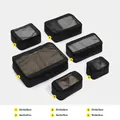 6-piece ink black travel packing cubes set with various sizes for clothing storage - 6-Piece Set (Nos. 1-6) / Black
