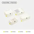 Cream white 4-piece travel packing organizer set with mesh windows and size specs - 4-Piece Set (Nos. 2-5) / 34x12x27cm / Cream