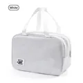 Grande borsa da toilette da viaggio bianca impermeabile con rete e manici, 30x20x15cm - Bianco