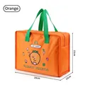 Insulated orange cartoon carrot lunch bag with green handles for kids and students - 29x13x22cm / Orange