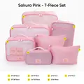 7-piece Sakura pink travel packing cube set with various sizes for suitcase organization - 7-piece Set / Cherry Pink
