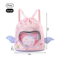 Kleiner wasserfester Kinder-Rucksack mit rosa Hasen-Motiv, Maße 36x30x13 cm angezeigt. - Rosa Hase / S