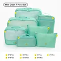 Complete 7-piece mint green travel luggage organizer packing cubes set for suitcase - 7-piece Set / Mint Green