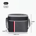 Large black insulated picnic cooler bag with red and white stripes and adjustable strap - L / Black
