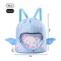 Kleiner hellblauer Cartoon wasserdichter Kordelzug-Rucksack für Kinder Schwimmausrüstung - Blauer Hase / S