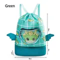 Grüner Cartoon-Drache wasserdichter Kordelzug-Rucksack für Kinderschwimmen und Kleidung - Grüner Drache / L