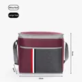 Large wine red insulated cooler bag 33x18x31cm with striped detail for outdoor picnic - L / Burgundy