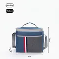 Navy blue medium folding insulated picnic cooler bag with adjustable shoulder strap - M / Navy Blue