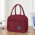 Dark red cationic insulated lunch bag with bear logo and 23x19x14cm dimensions - Burgundy