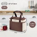 Small coffee brown insulated lunch bag for office and school, 25x15x18cm portable design. - S / Coffee