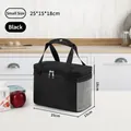Small black insulated lunch bag with side mesh pocket, 25x15x18 cm dimensions. - S / Black