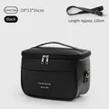 Black PU leather lunch bag in small size with adjustable shoulder strap and dual zipper - S / Black