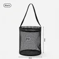 Portable black mesh bucket beach bag with cute eye embroidery design size 19x22cm - Black