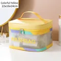 Borsa trucco in PVC giallo semitrasparente con maniglia per articoli da toeletta - Giallo Cangiante