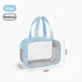 Blaue transparente PVC-Kulturtasche in mittlerer Größe, Maße 26x12x17cm - M / Himmelblau