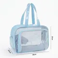 Große hellblaue transparente PVC Waschtasche und Kosmetiktasche für Reisen und Fitnessstudio - L / Himmelblau
