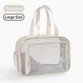 Große champagnerfarbene PVC-Kulturtasche mit Nass-Trocken-Trennung für Reisen und Sport - L / Khaki
