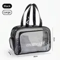 Große schwarze transparente PVC-Waschtasche mit wasserfester Trocken-Nass-Trennung - L / Schwarz