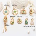 Kollektion von vergoldeten tibetischen Mantra-Anhängern und Flaschenkürbis-Charms - Stil 6 (GF-286)