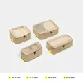 Premium light coffee 4-piece travel packing cube set with breathable mesh and zipper - 4-Piece Set (Nos. 2-5) / 34x12x27cm / Light Coffee