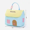 Cute blue house-shaped insulated lunch bag for students and office workers, 24x14x20cm - House Shaped / Blue