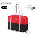 Red and black portable travel bag with expandable capacity, dimensions, and strap - S / Black