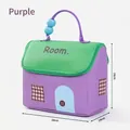 Insulated house-shaped lunch bag for students and office workers, purple and green colors - House Shaped / Purple