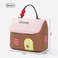 Cute brown house-shaped insulated lunch bag for school or office, 24x14x20cm size - House Shaped / Coffee