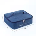 Large navy blue insulated lunch bag made of Oxford cloth, dimensions 31x26x10cm. - Large Size (0425) / Navy Blue