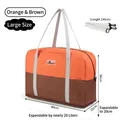 Large orange and brown foldable travel bag with 130cm strap and expansion - L / Orange/Dark Brown