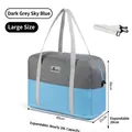 Large waterproof duffel bag in grey and sky blue with expandable storage for travel - L / Dark Gray/Sky Blue