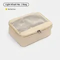 Premium light coffee mesh travel packing cube organizer with dual zipper, 34x12x27cm - Bag No. 2 / 34x12x27cm / Light Coffee