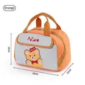 Cute orange cartoon bear insulated lunch bag with handles for school or work - Orange
