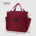 Large capacity insulated burgundy lunch bag for office workers with handle and pockets - Burgundy