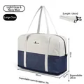 Large waterproof travel duffel bag with expandable bottom and shoulder strap - L / Light Grey/Navy Blue
