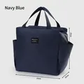 Large capacity navy blue insulated lunch bag with dimensions 25x25x15cm for daily meals - Navy Blue