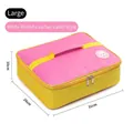 Large rectangular insulated lunch bag with pink and yellow contrast and rabbit patch - Large Rabbit Patch Style (0425) / Pink/Yellow