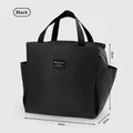 Large insulated black lunch bag with 25x15x25cm dimensions for office meal prep - Black