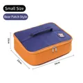 Small size rectangular insulated lunch bag with bear patch and handle, 29x23x10cm - Small Bear Patch Style (0425) / Navy Blue And Orange
