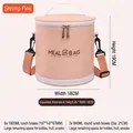 Large shrimp pink cylindrical insulated lunch bag with adjustable shoulder strap and handle - Cylindrical Expandable Pink