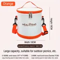 Large cylindrical insulated lunch bag with orange accents and aluminum foil lining for picnics - Cylindrical Expandable Blue